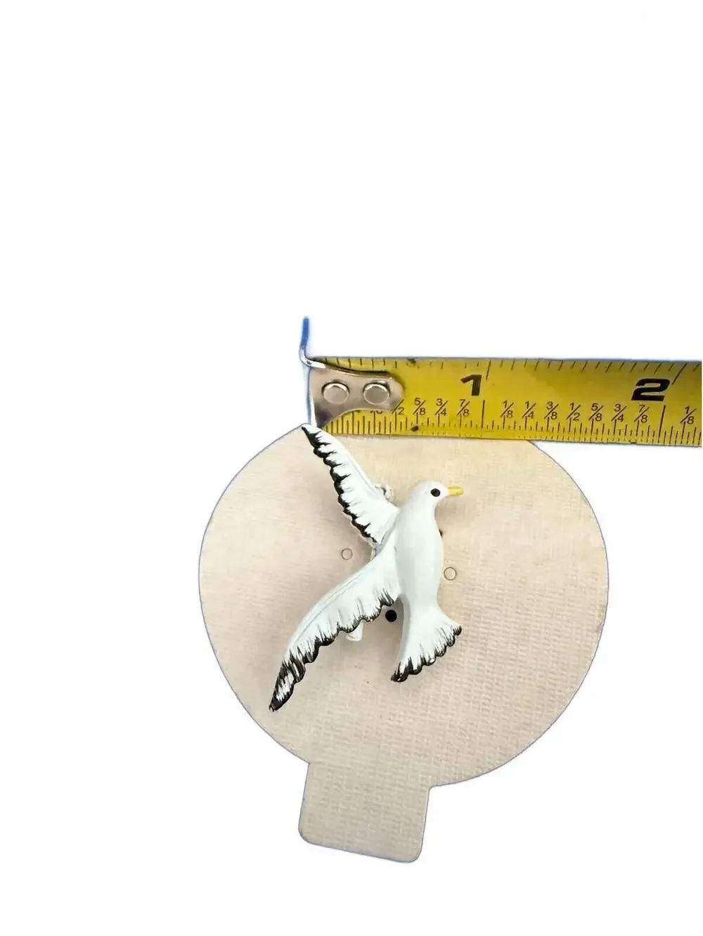 Vintage 1960s Gerry's White Enamel Rhinestone Seagull Bird Brooch